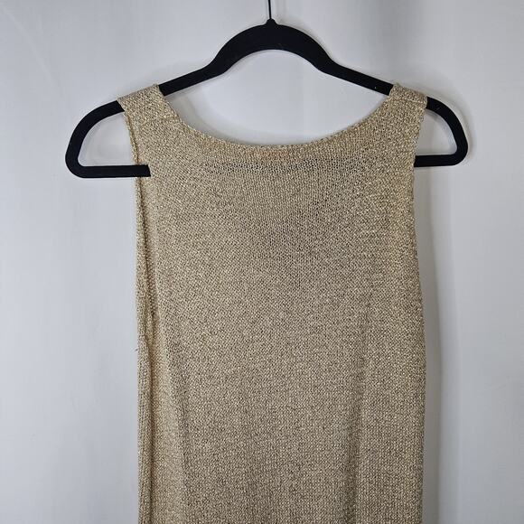 Yunika Gold Mettalic Thread Knit Stretchy Dress Or Swim Coverup Size S/M Italy - Picture 5 of 8